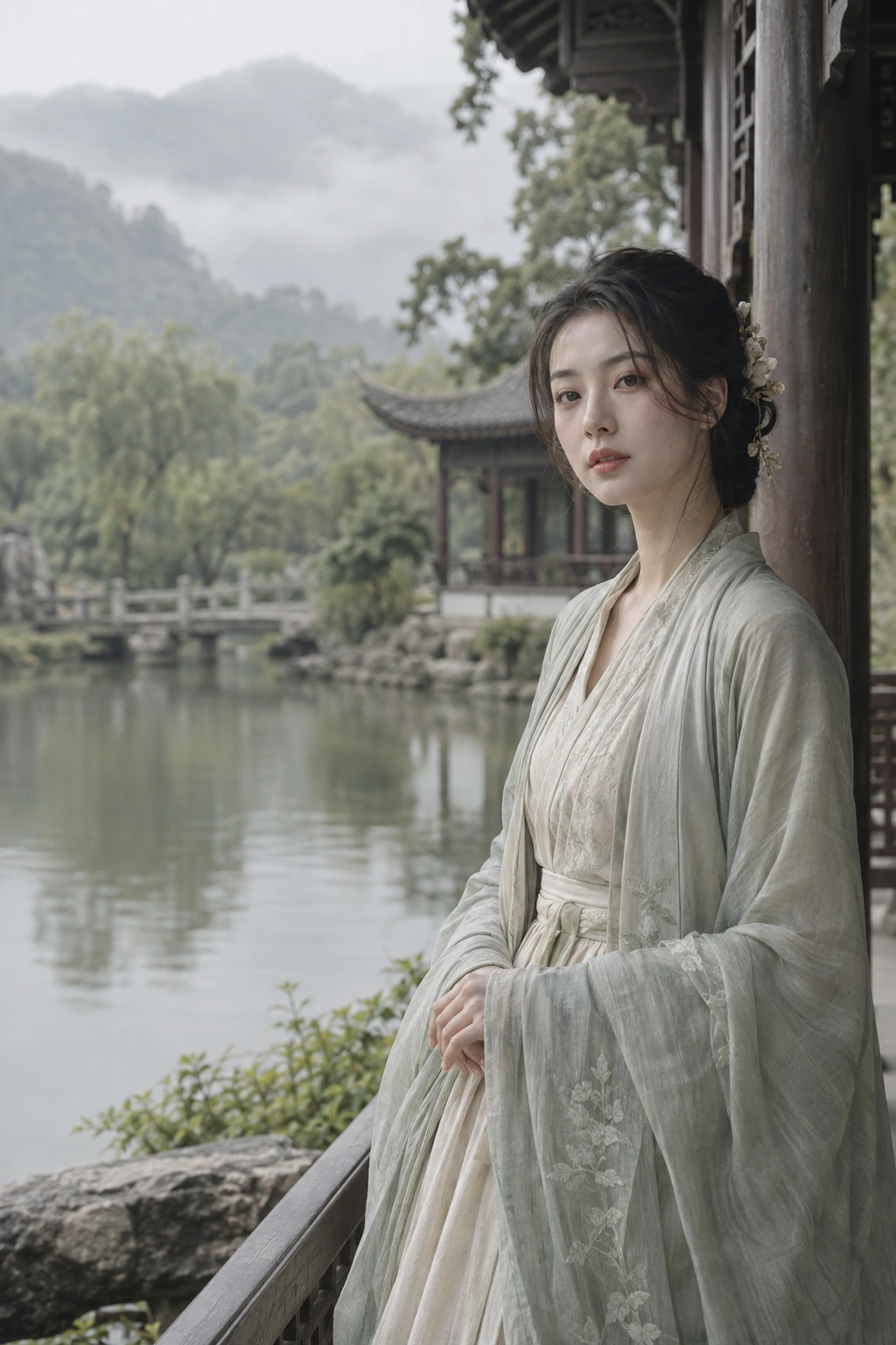 漢服を着た日本人の成人女性による中国文化ポートレート