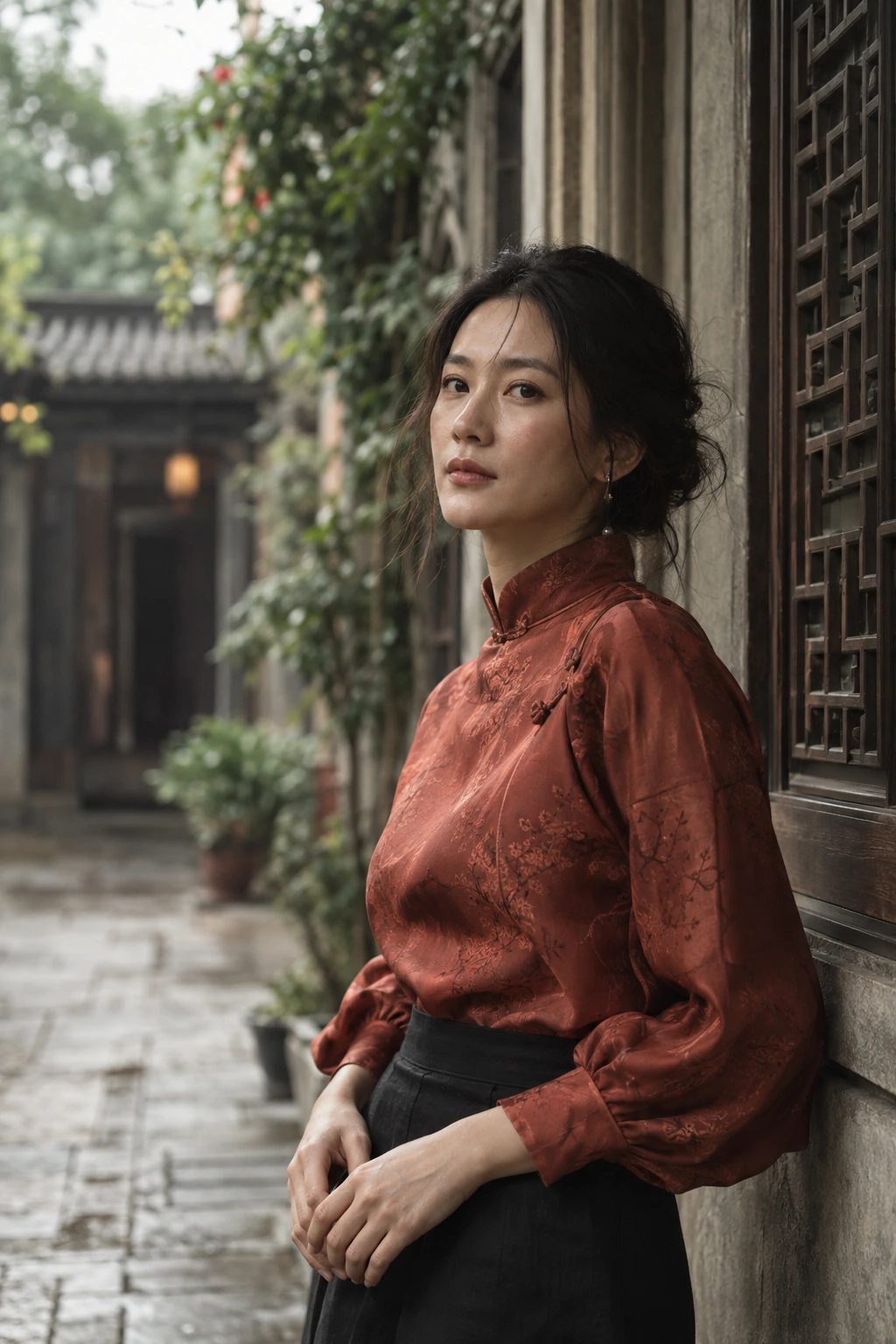 台灣成年女性穿著新中式服裝的中國文化肖像